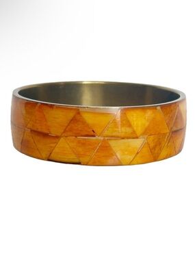 Geometric Triangle Design Orange Yellow Gold Bangle Bracelet Cuff Ombré Retro